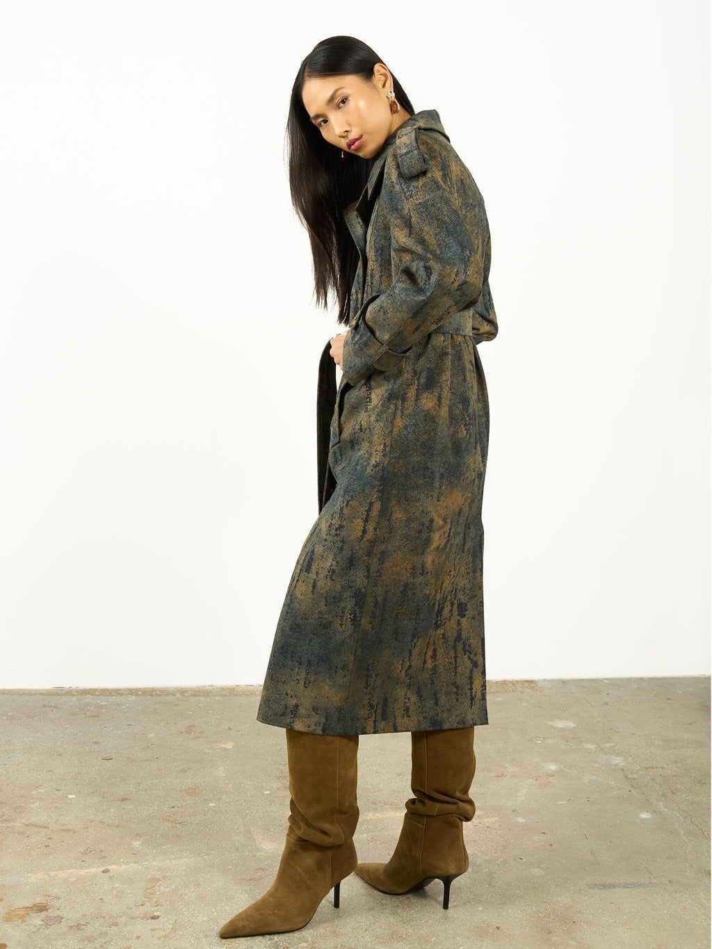 Patterned Trench Coat