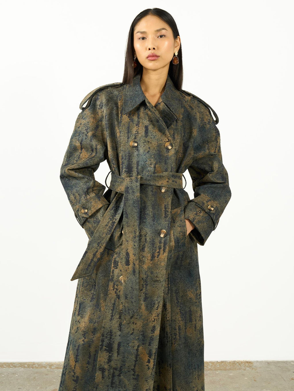Patterned Trench Coat