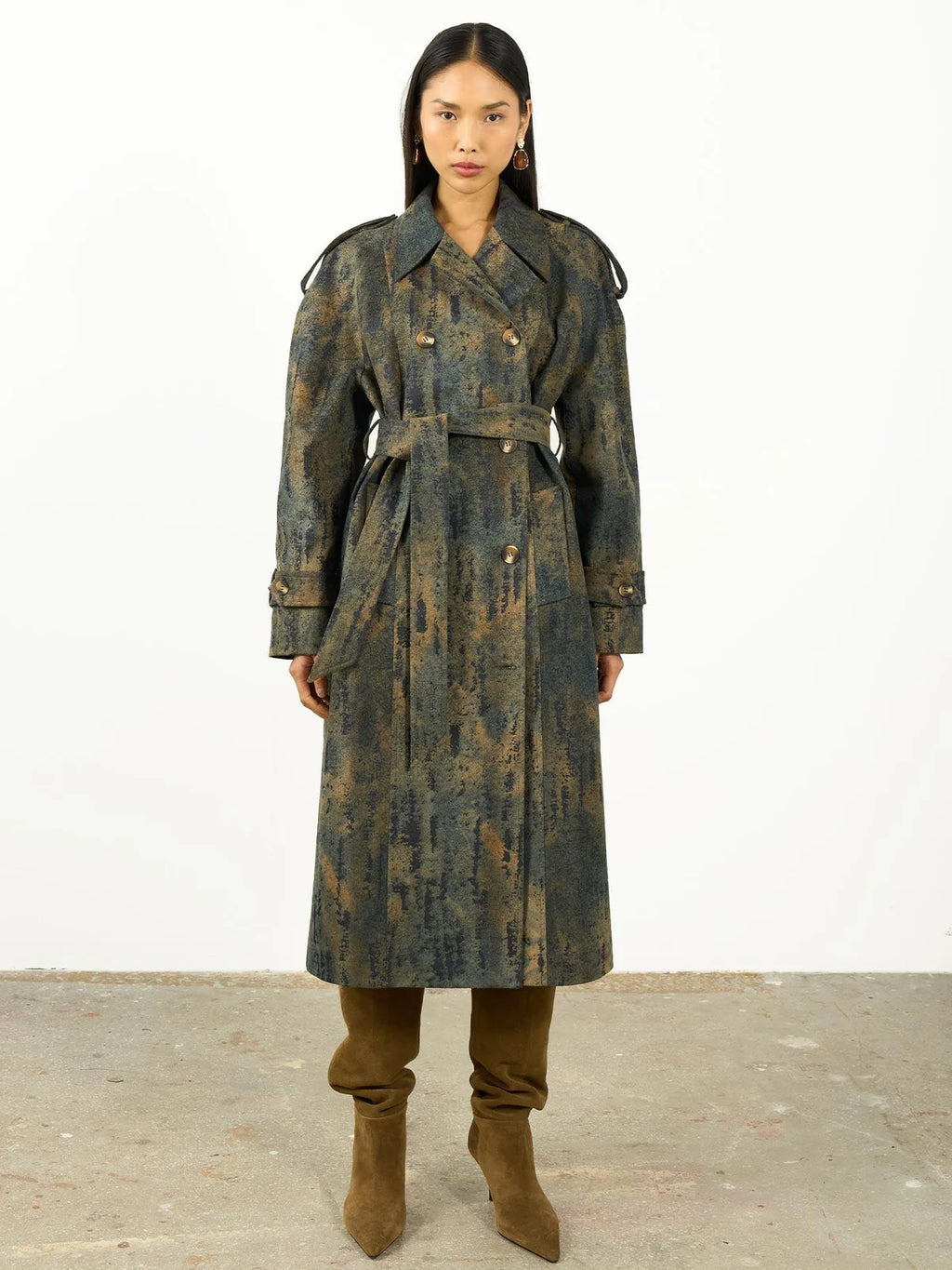 Patterned Trench Coat