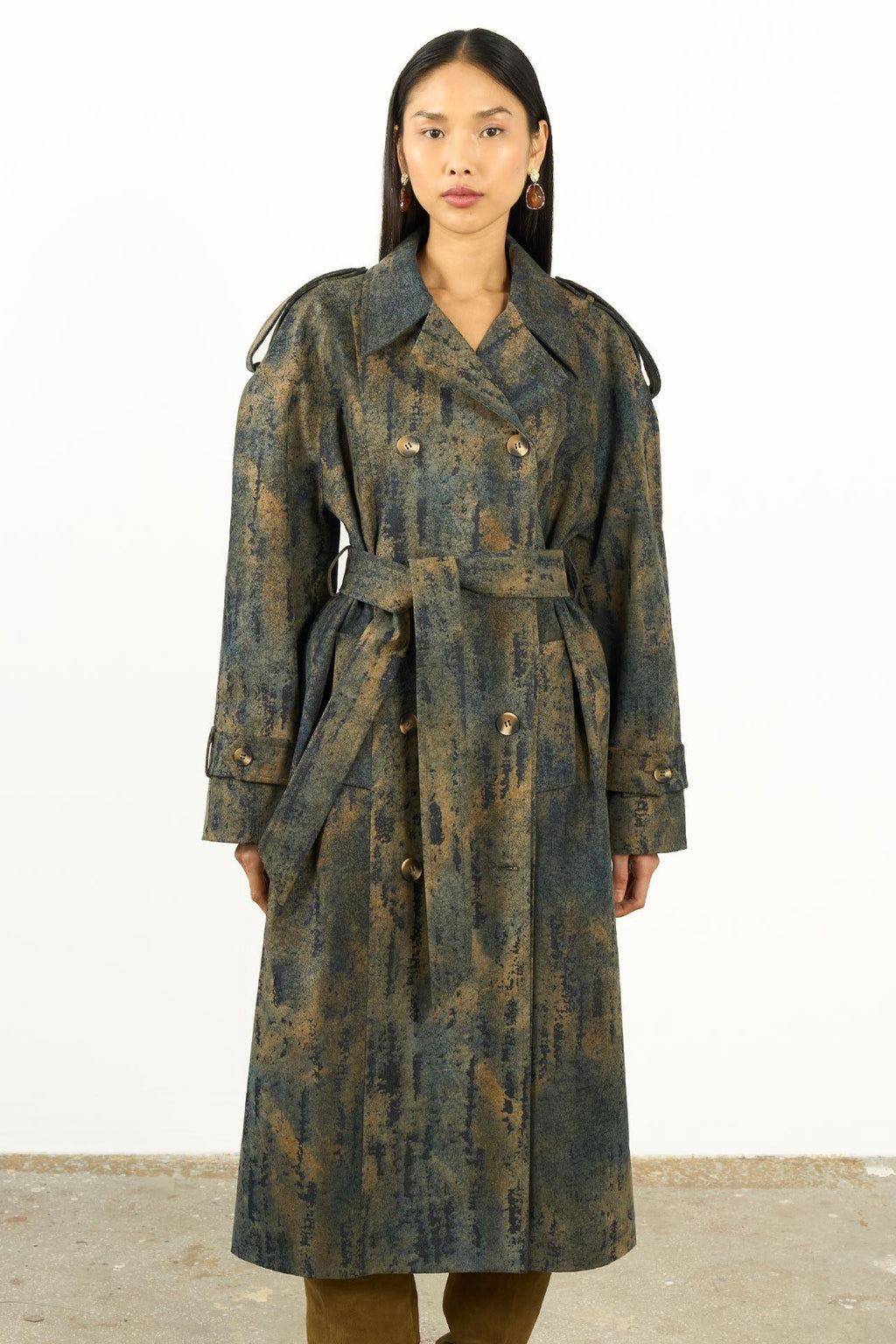 Patterned Trench Coat
