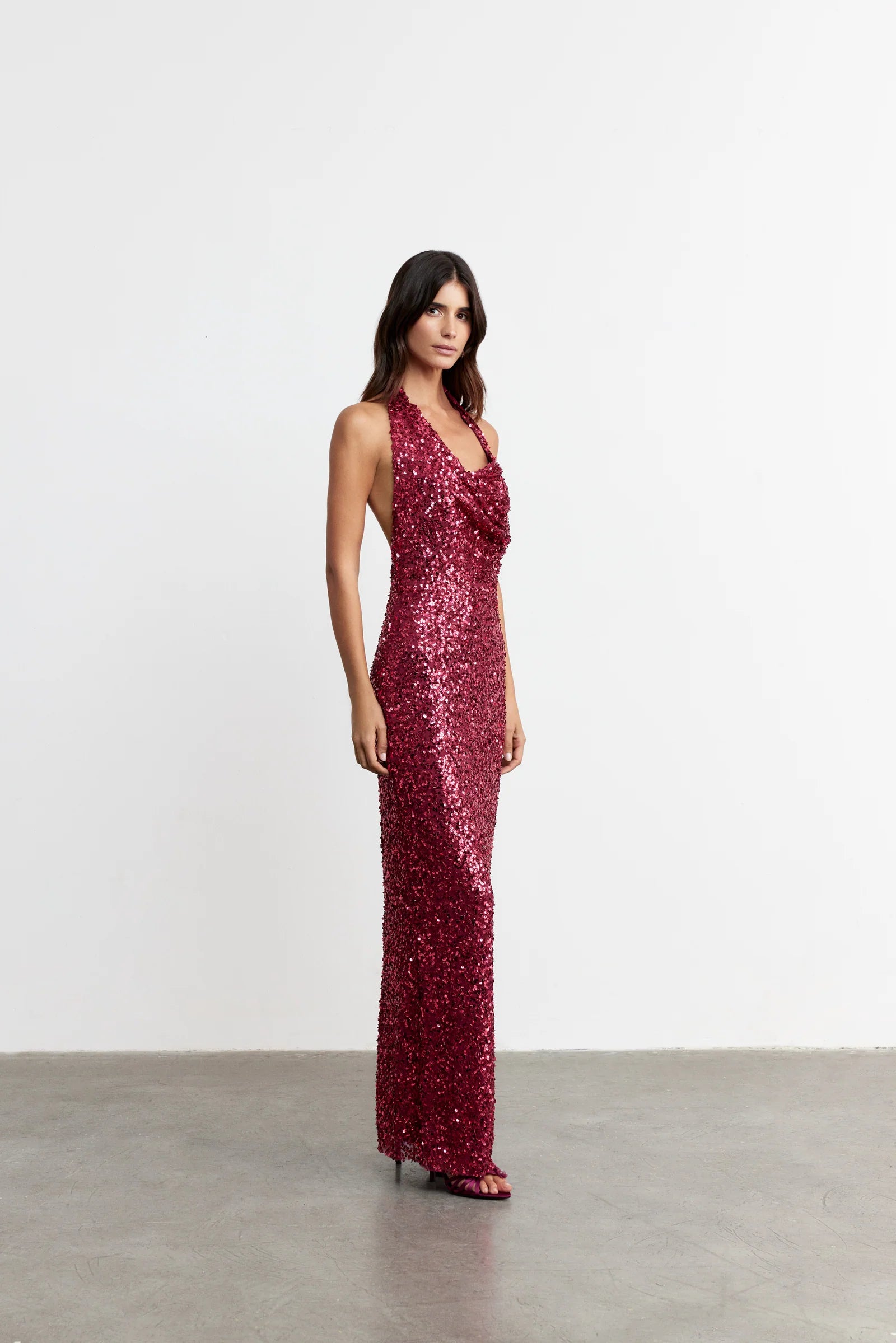 JANET Asymmetrical Sequin Dress