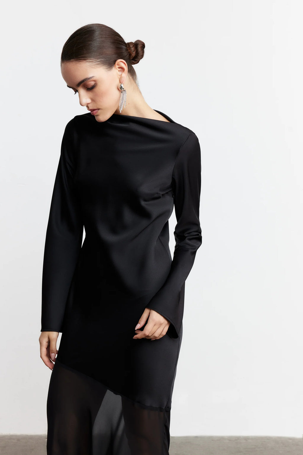 AQUA Satin Maxi Dress