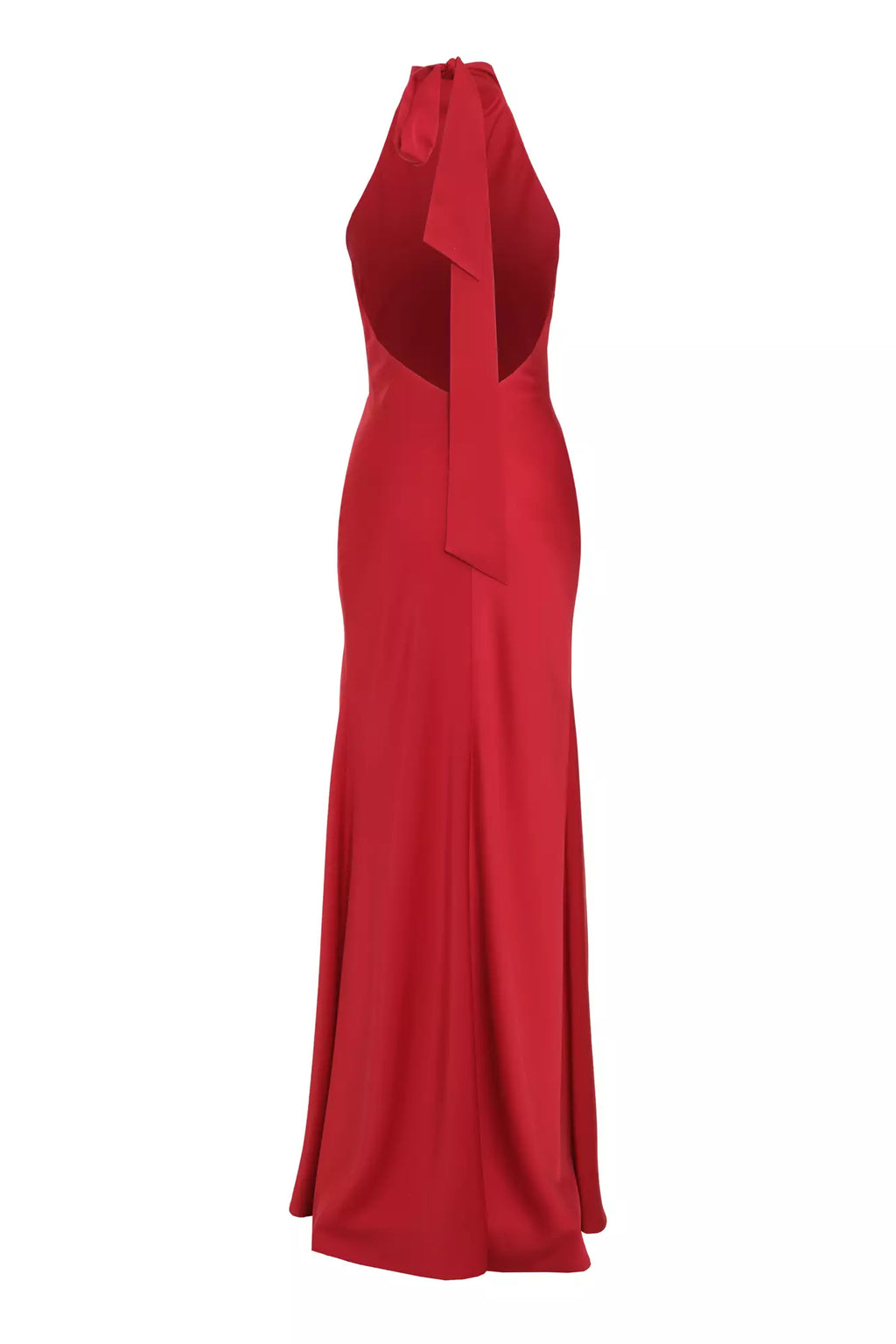 Red Satin Backless Maxi Dress