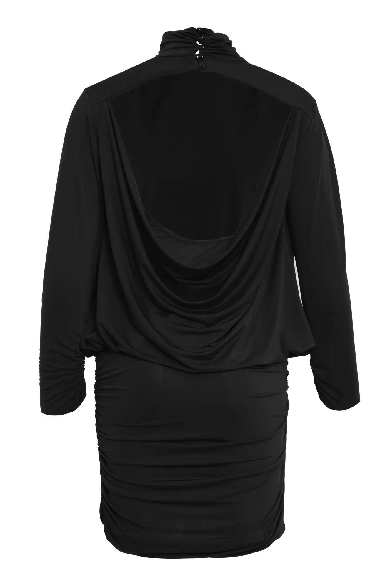 Black Long Sleeve Backless Mini Dress