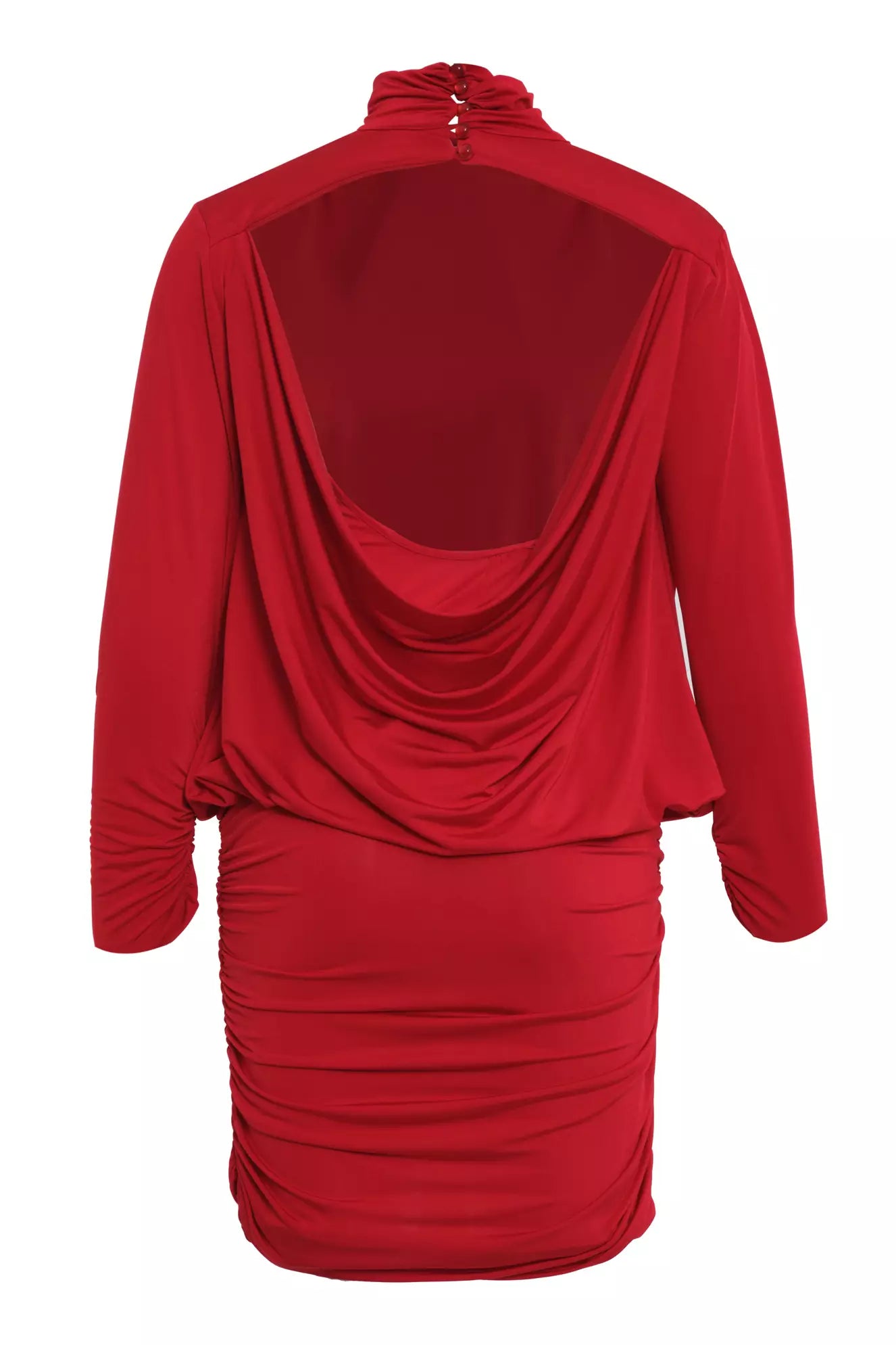 Red Long Sleeve Backless Mini Dress
