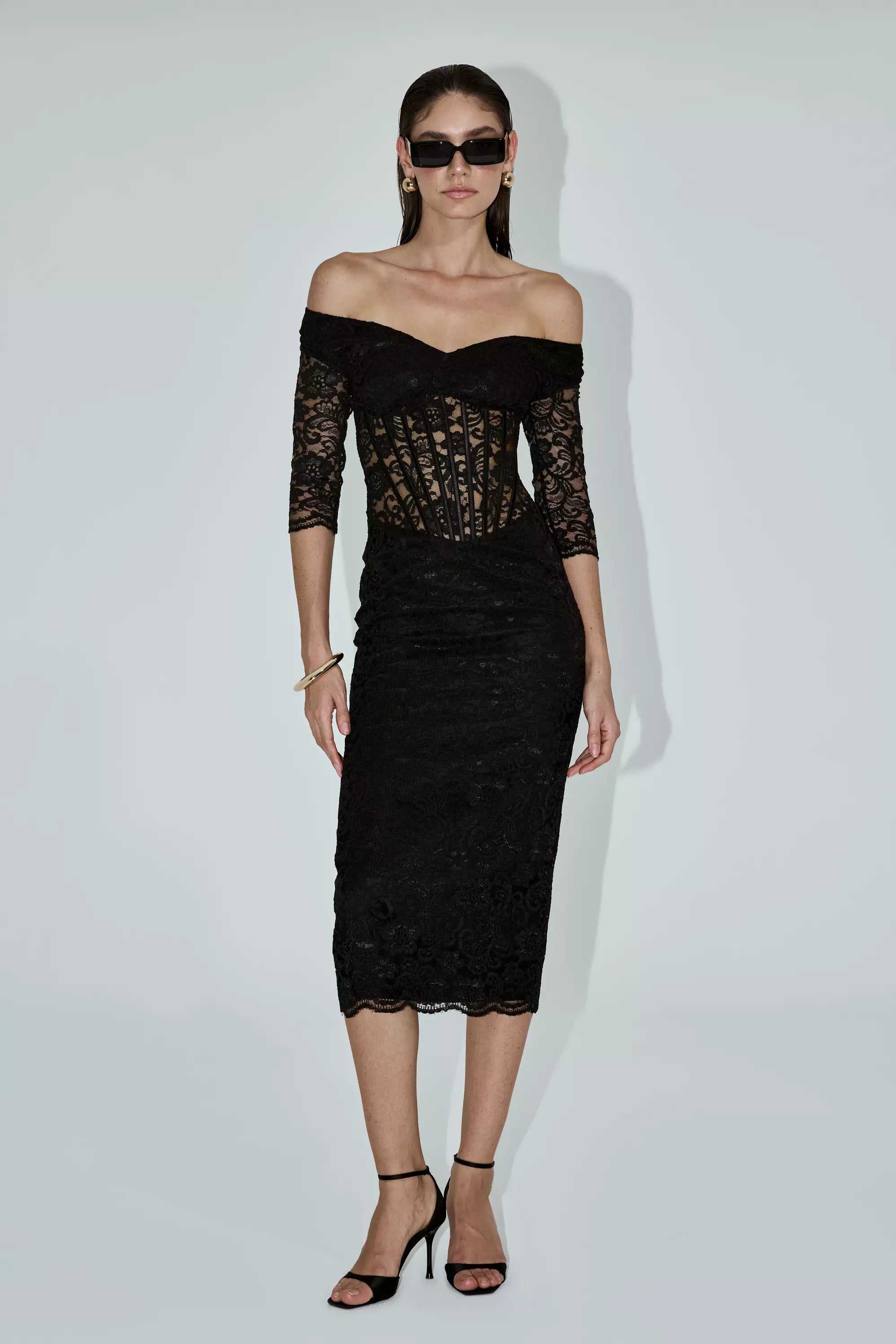 Black Lace Midi Dress