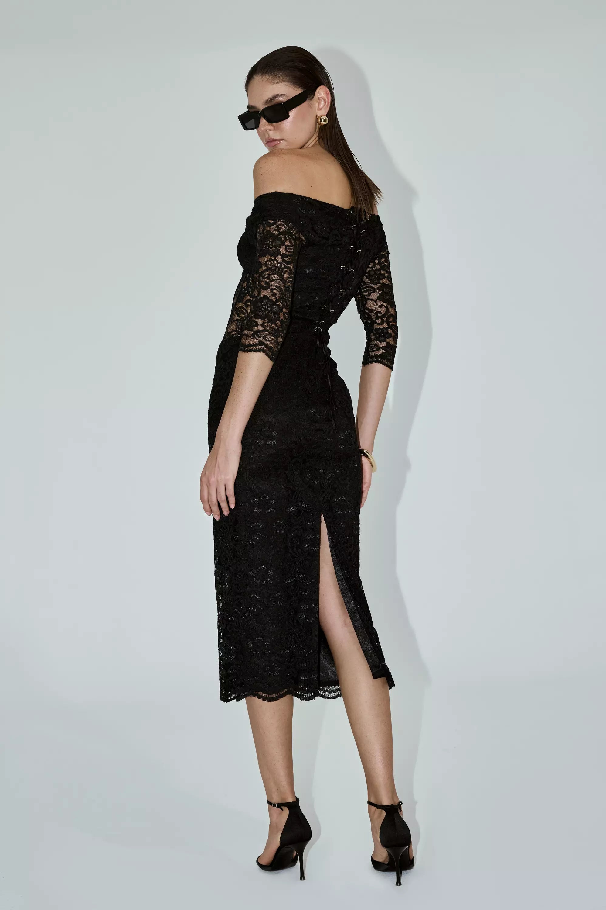 Black Lace Midi Dress