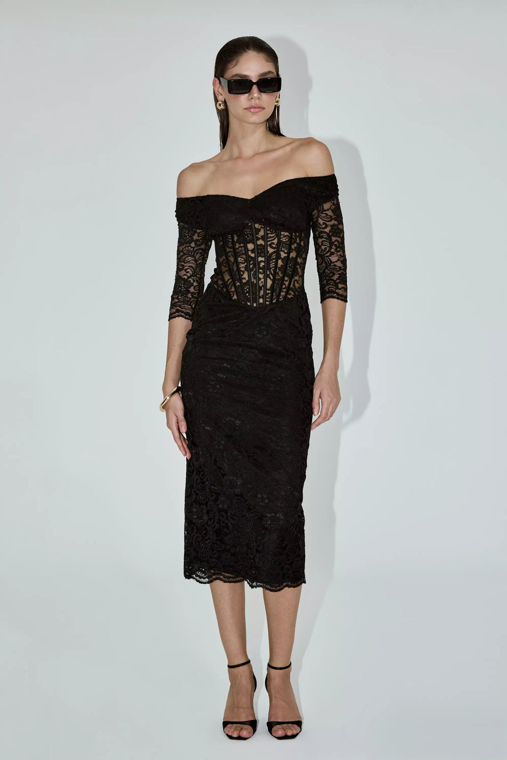 Black Lace Midi Dress