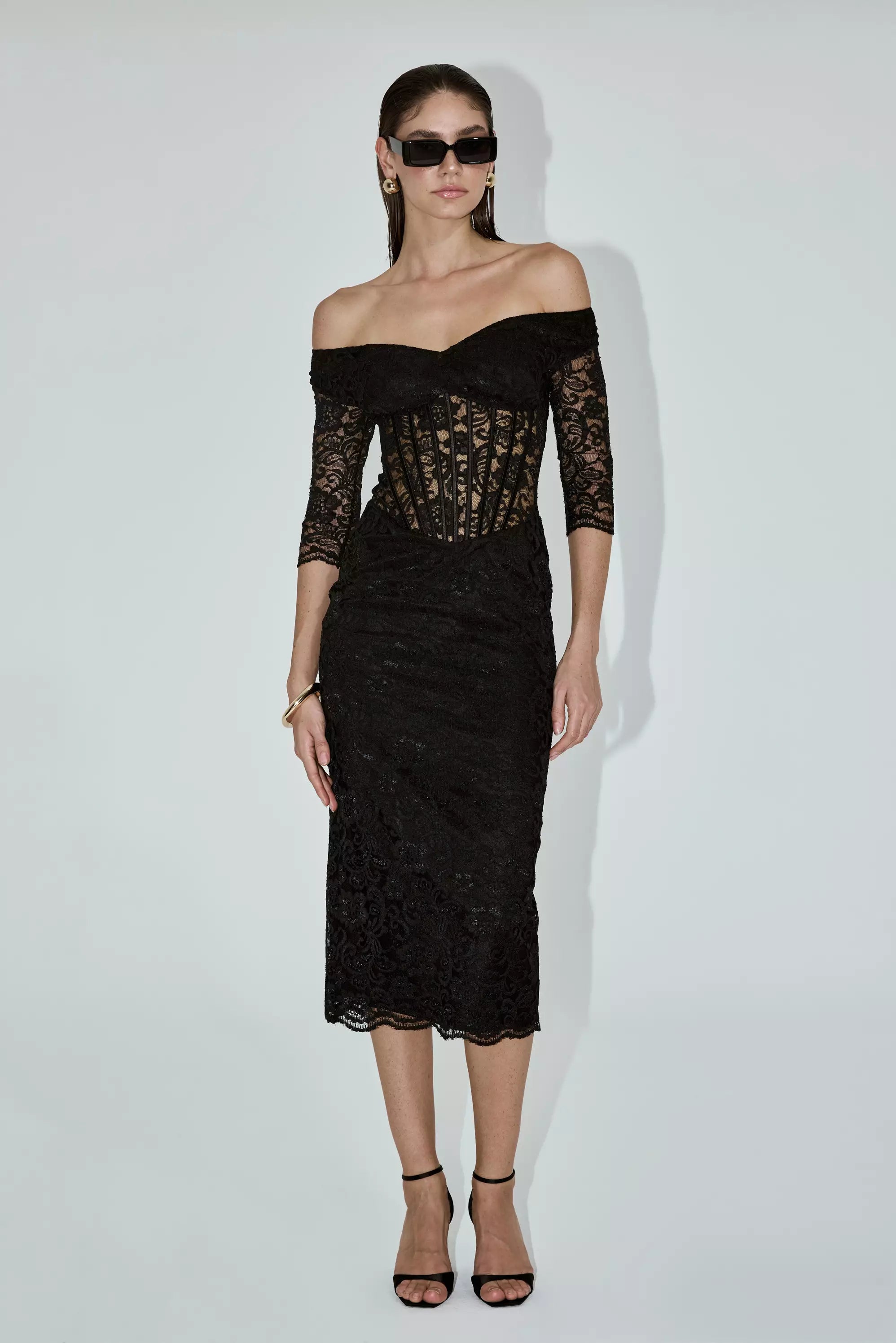 Black Lace Midi Dress
