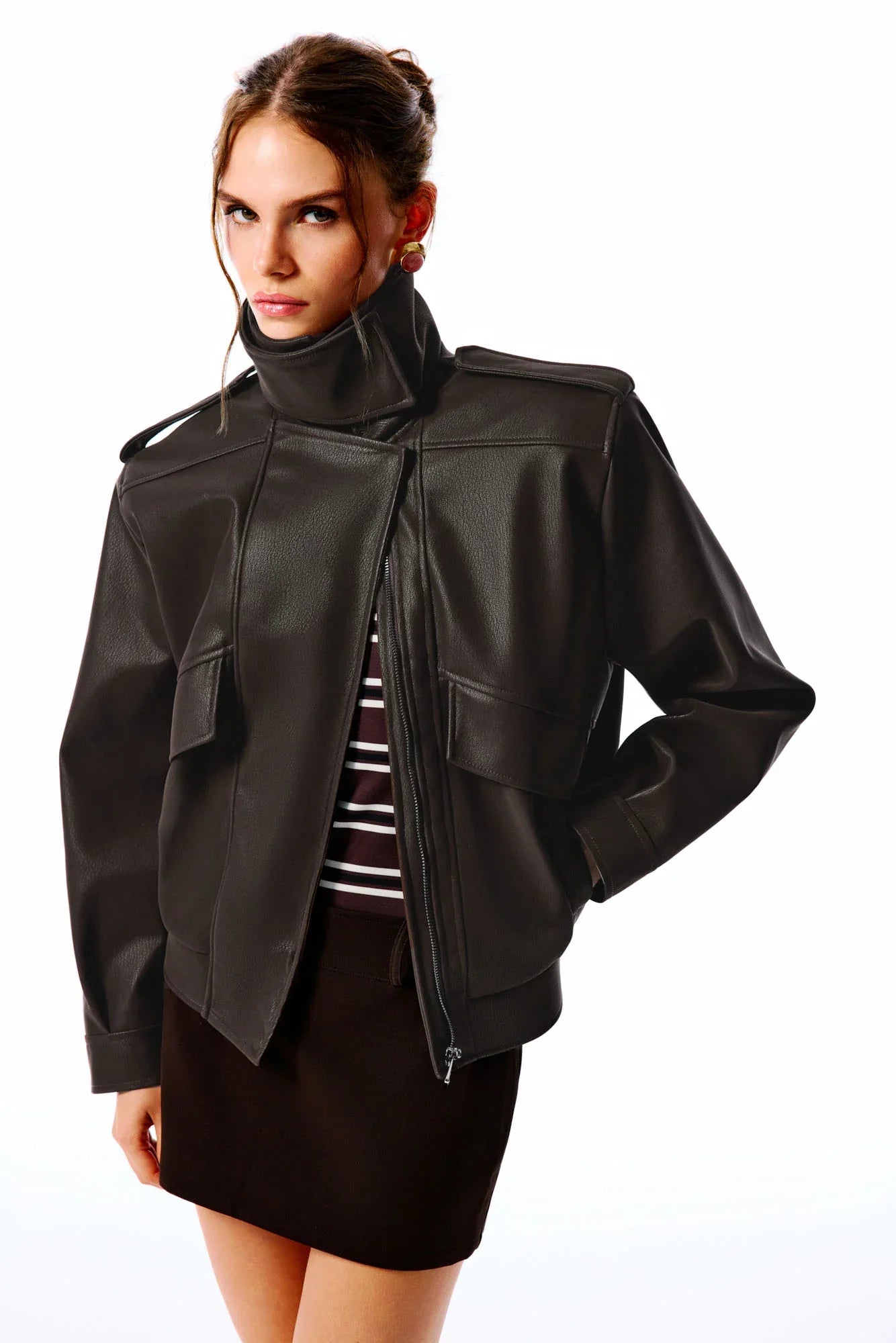 ARINA Suede Look Leather Jacket