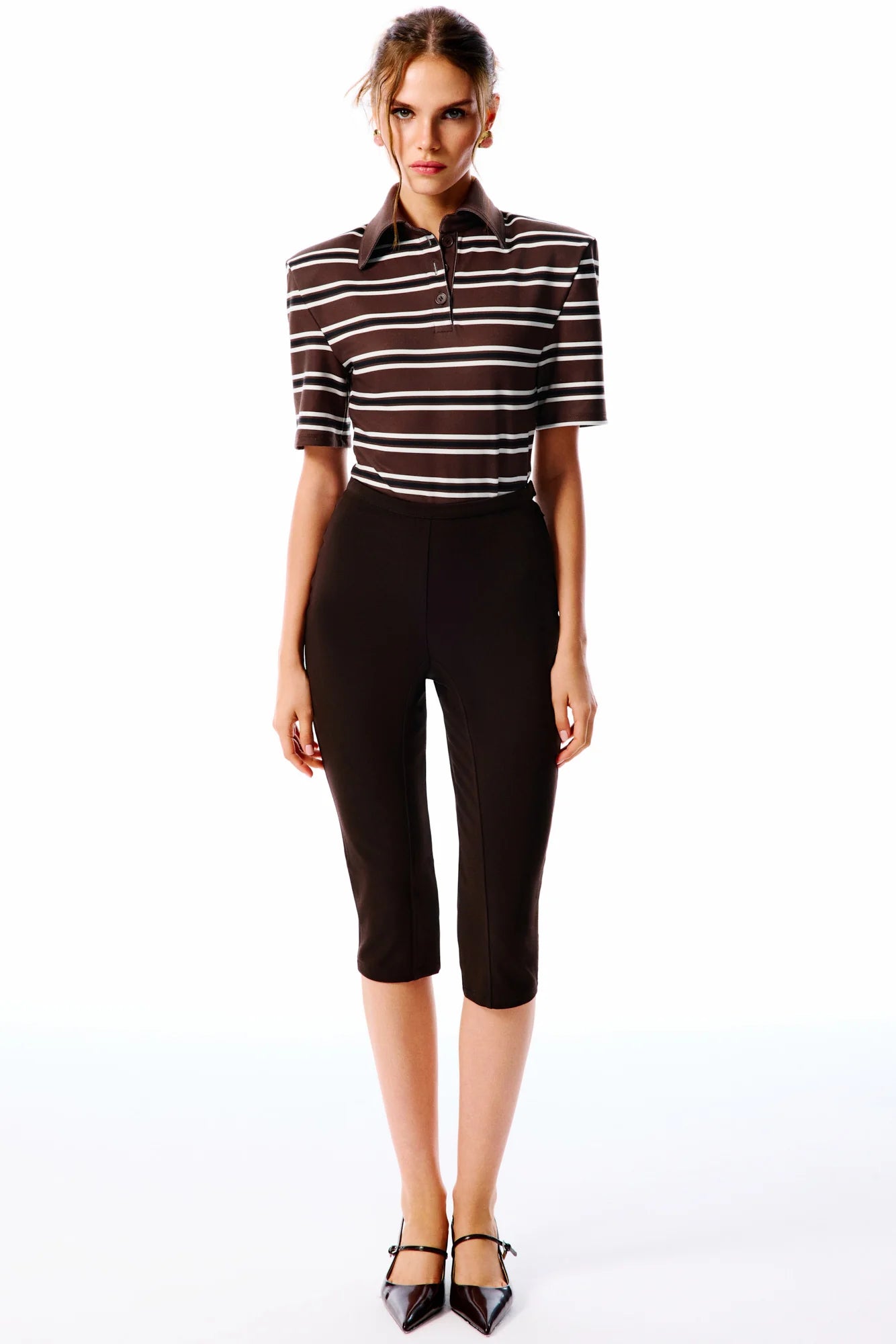 COLETTA Striped Polo Bodysuit