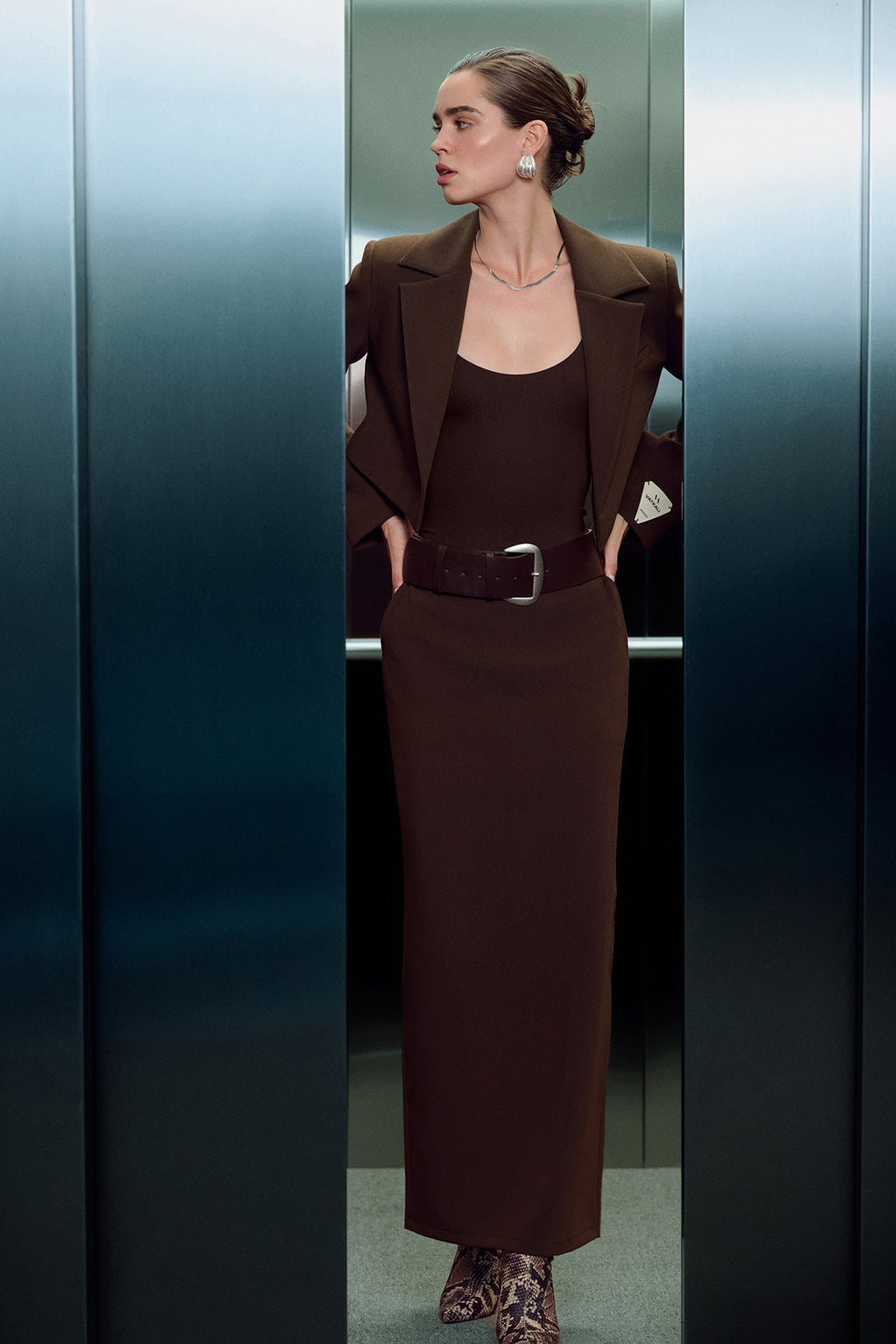 Cropped Blazer & Ankle Skirt Set