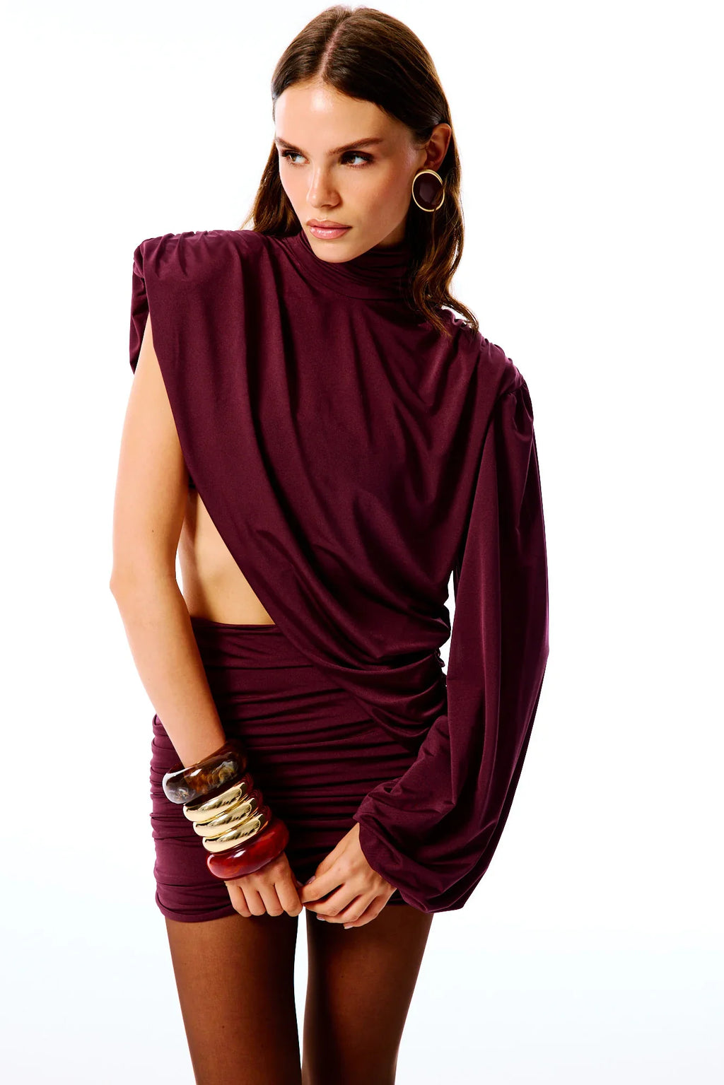 NIA Mini Dress - Burgundy