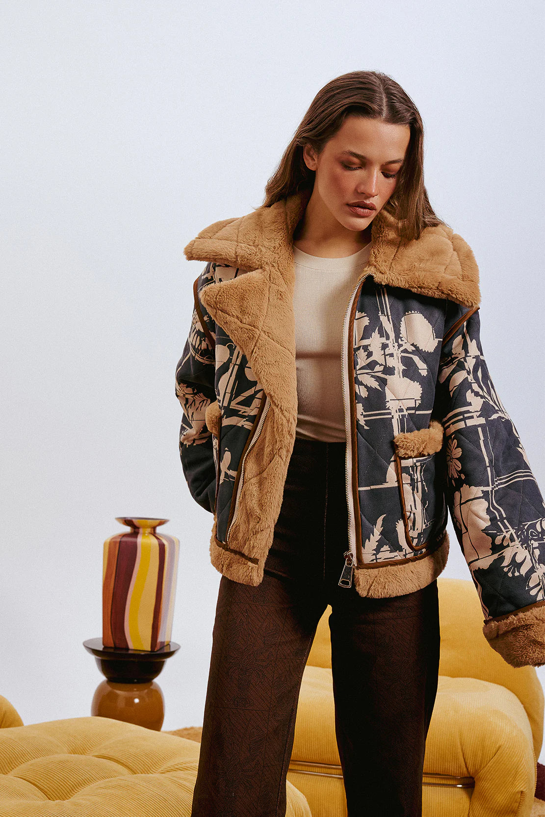 Soprano Reversible Faux Suede Jacket