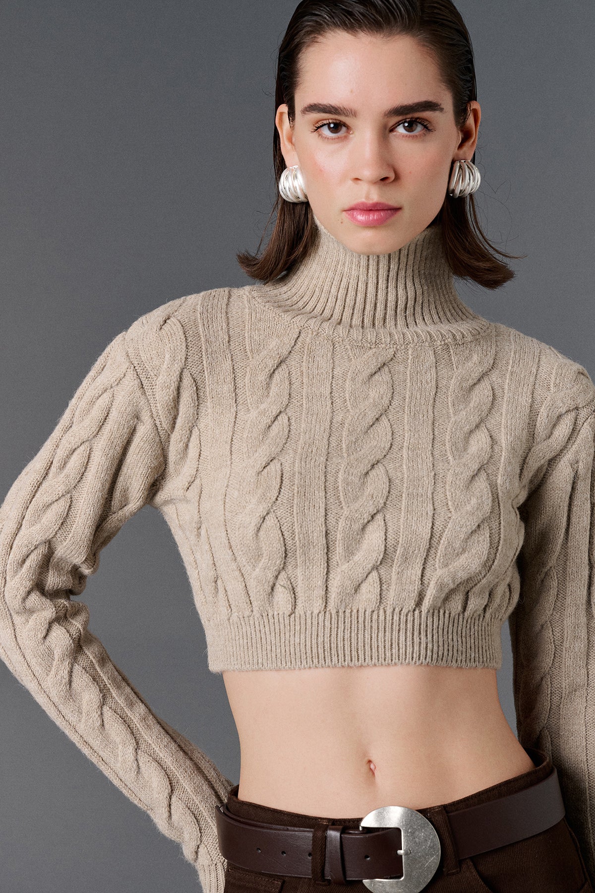 Knit Crop Top - Mink