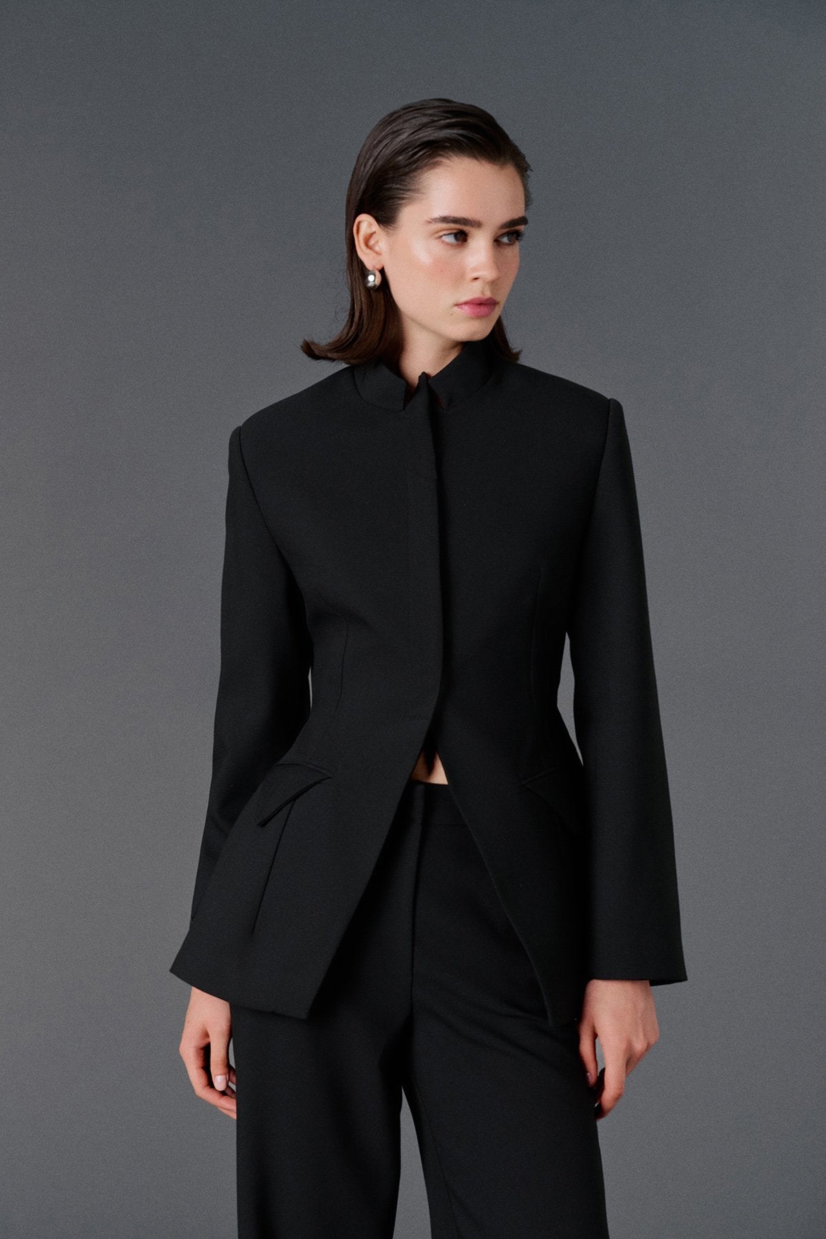 High Neck Fitted Blazer