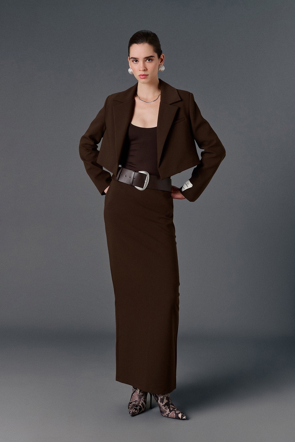 Cropped Blazer & Ankle Skirt Set