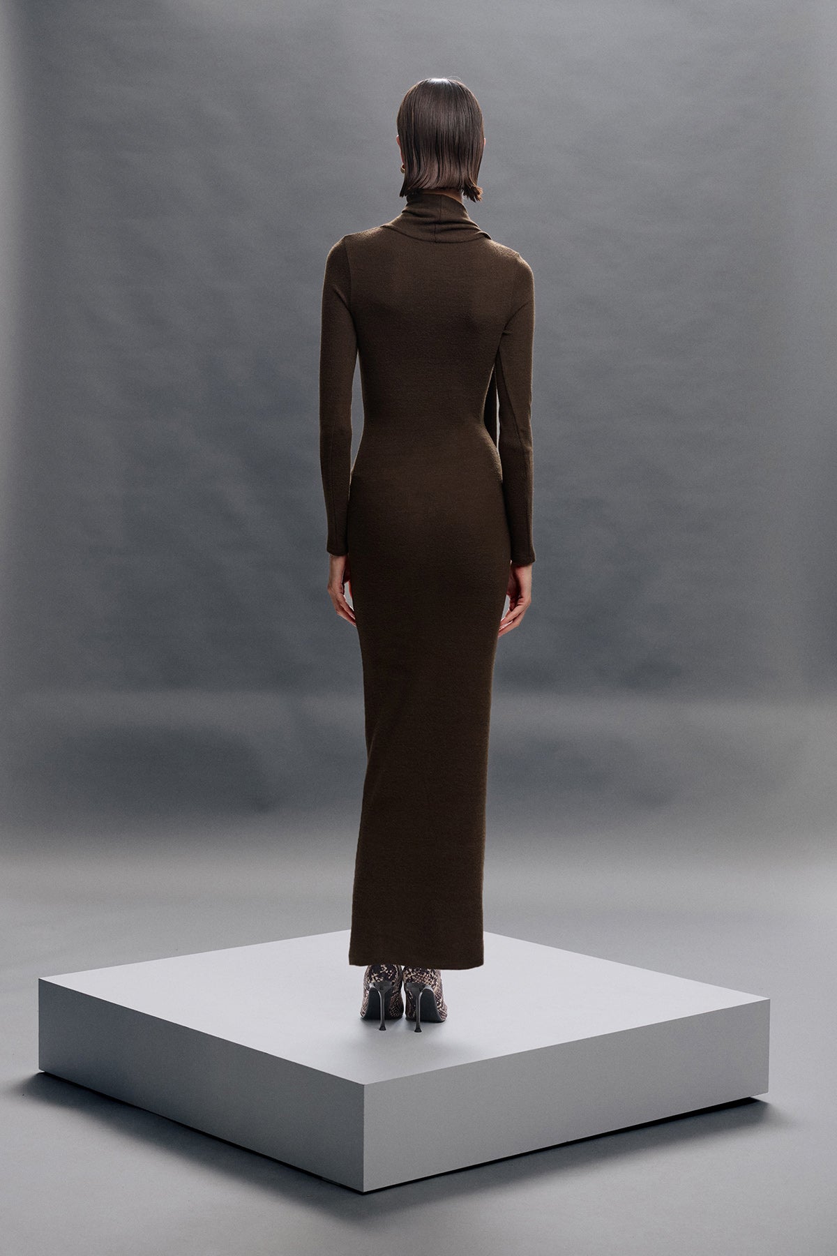 Exlusive Collar Maxi Dress - Brown