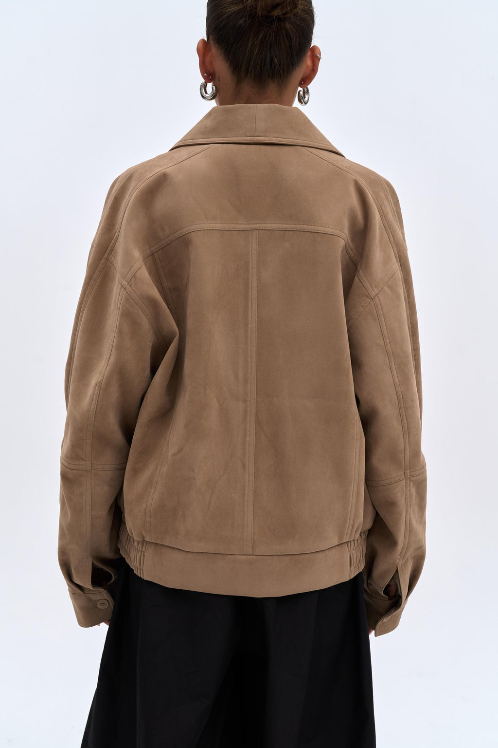 Suede Bomber Jacket - Beige