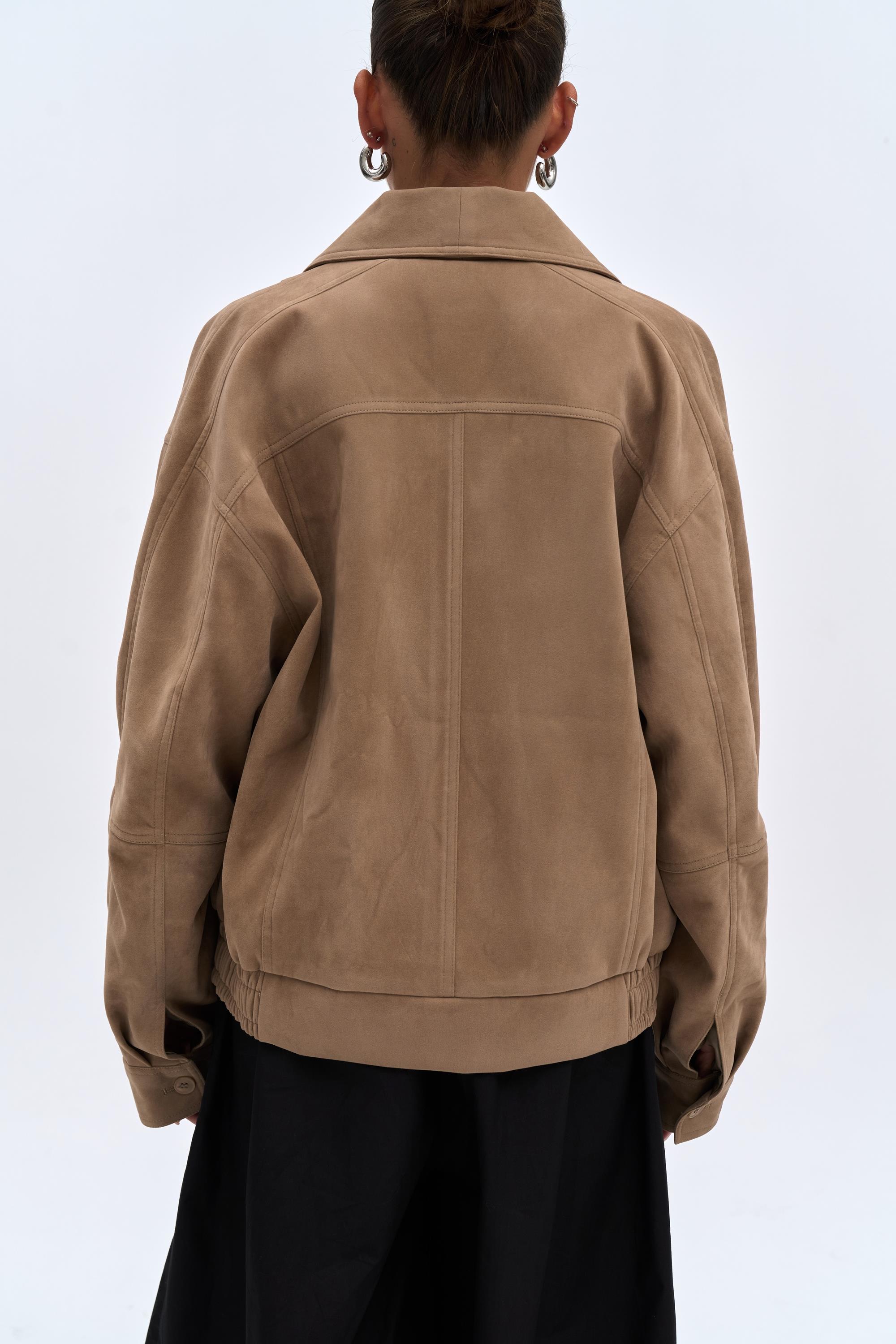 Suede Bomber Jacket - Beige