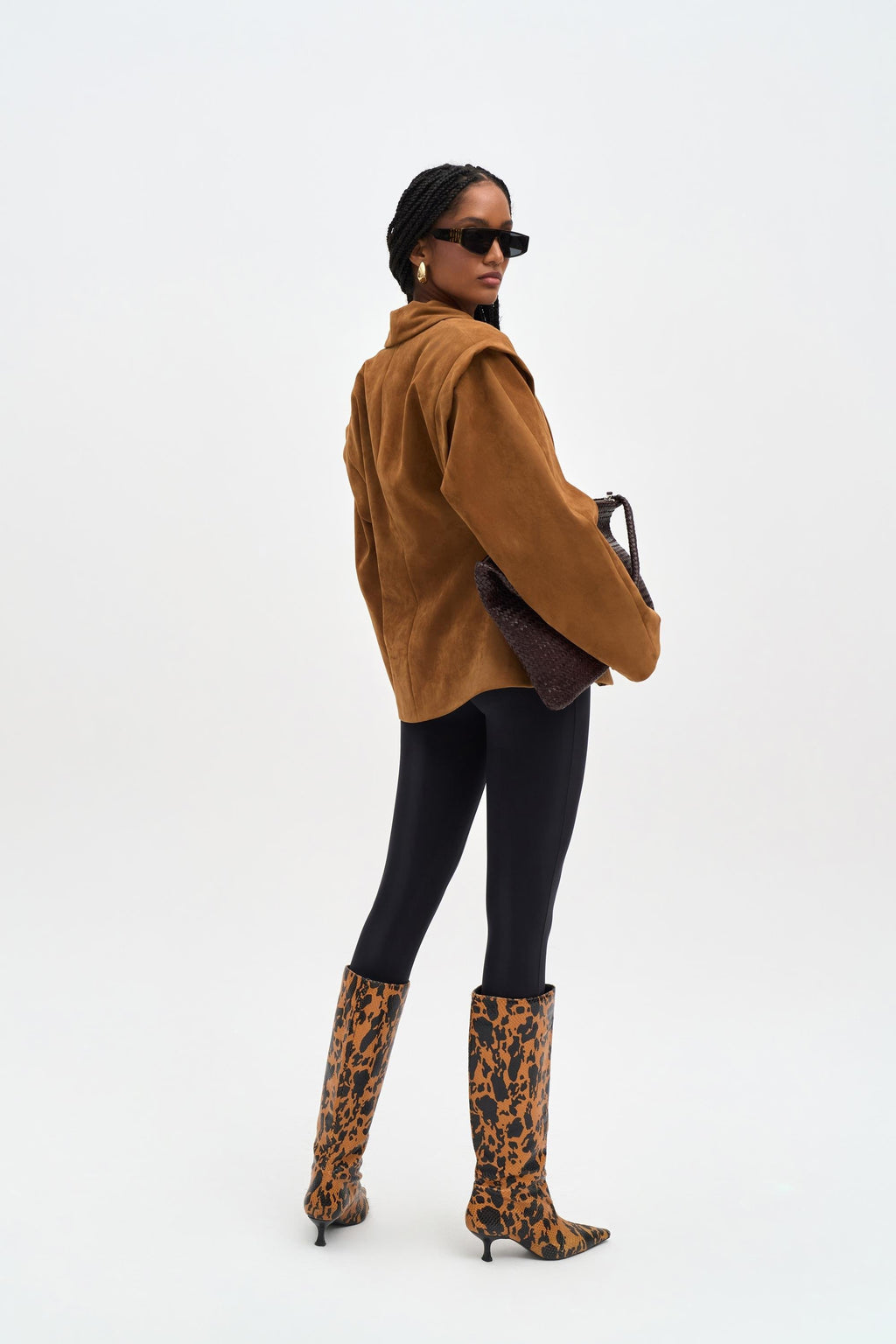 Suede Fitted Blazer - Camel