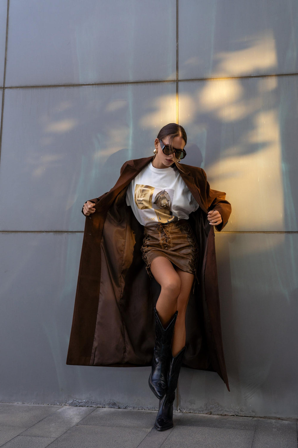 Laced Up Leather Skirt