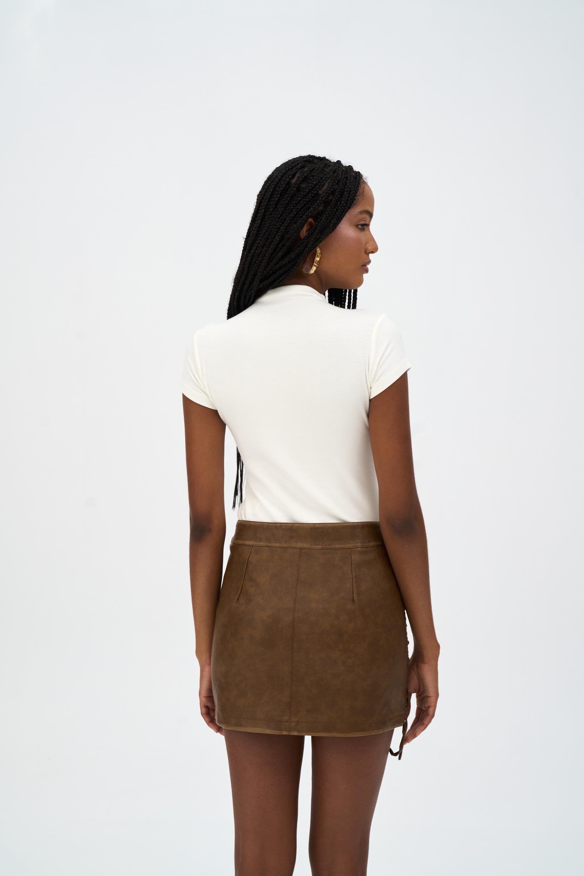 Laced Up Leather Skirt