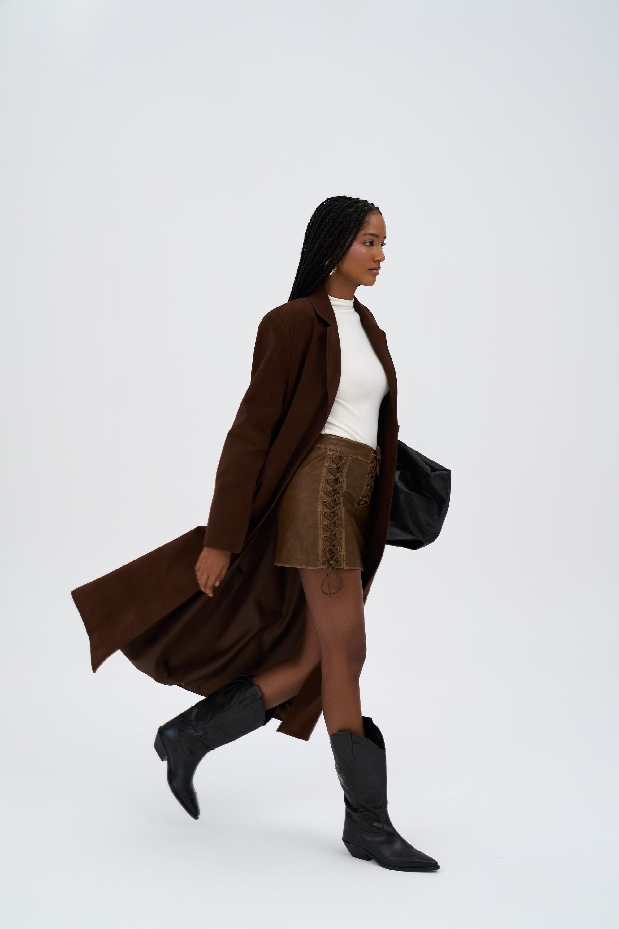 Laced Up Leather Skirt