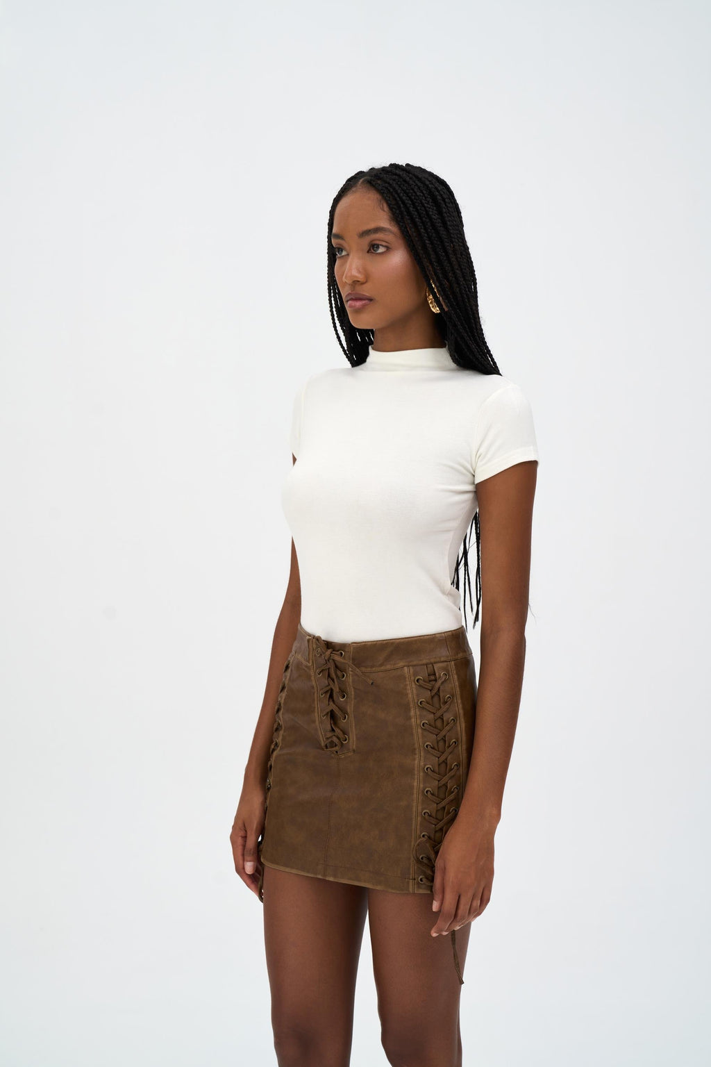 Laced Up Leather Skirt