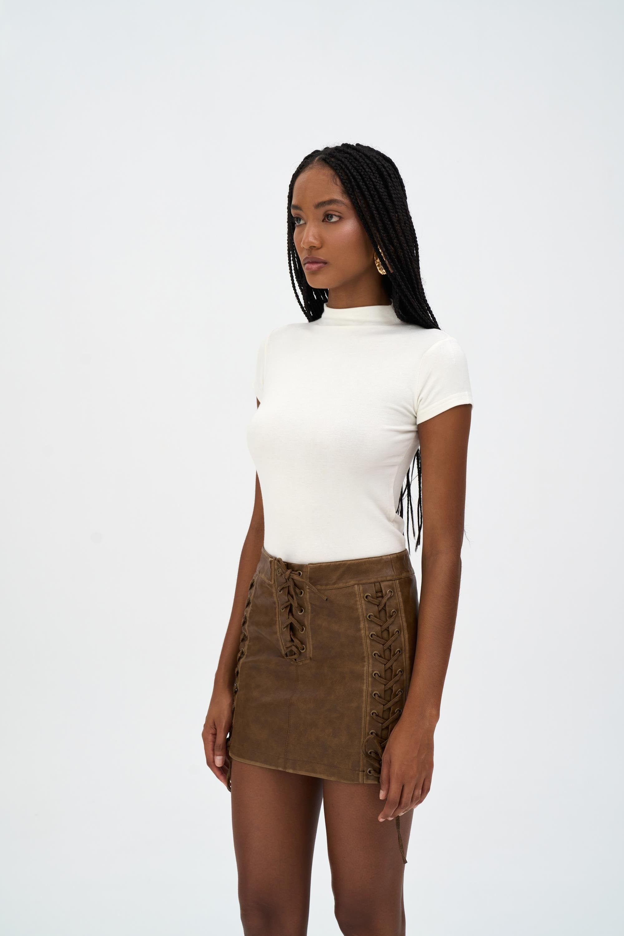 Laced Up Leather Skirt