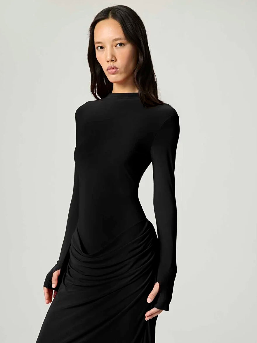 Turtleneck Maxi Dress - Black