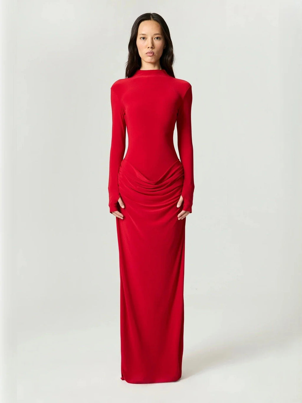 Turtleneck Maxi Dress - Red