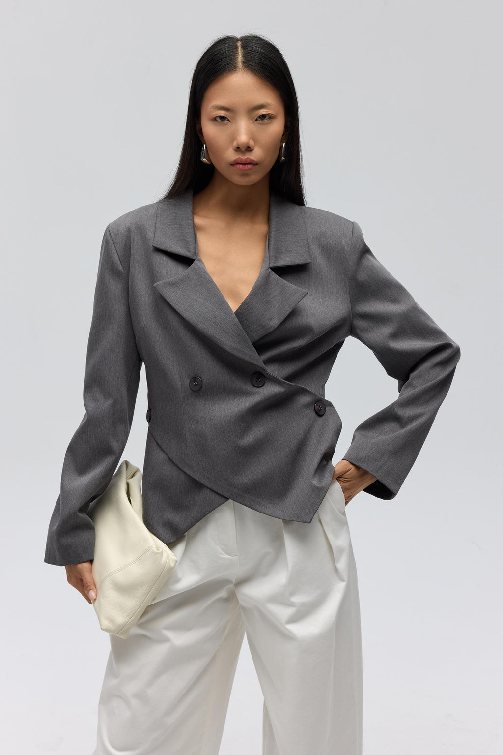 Triangle Detailed Blazer - Grey