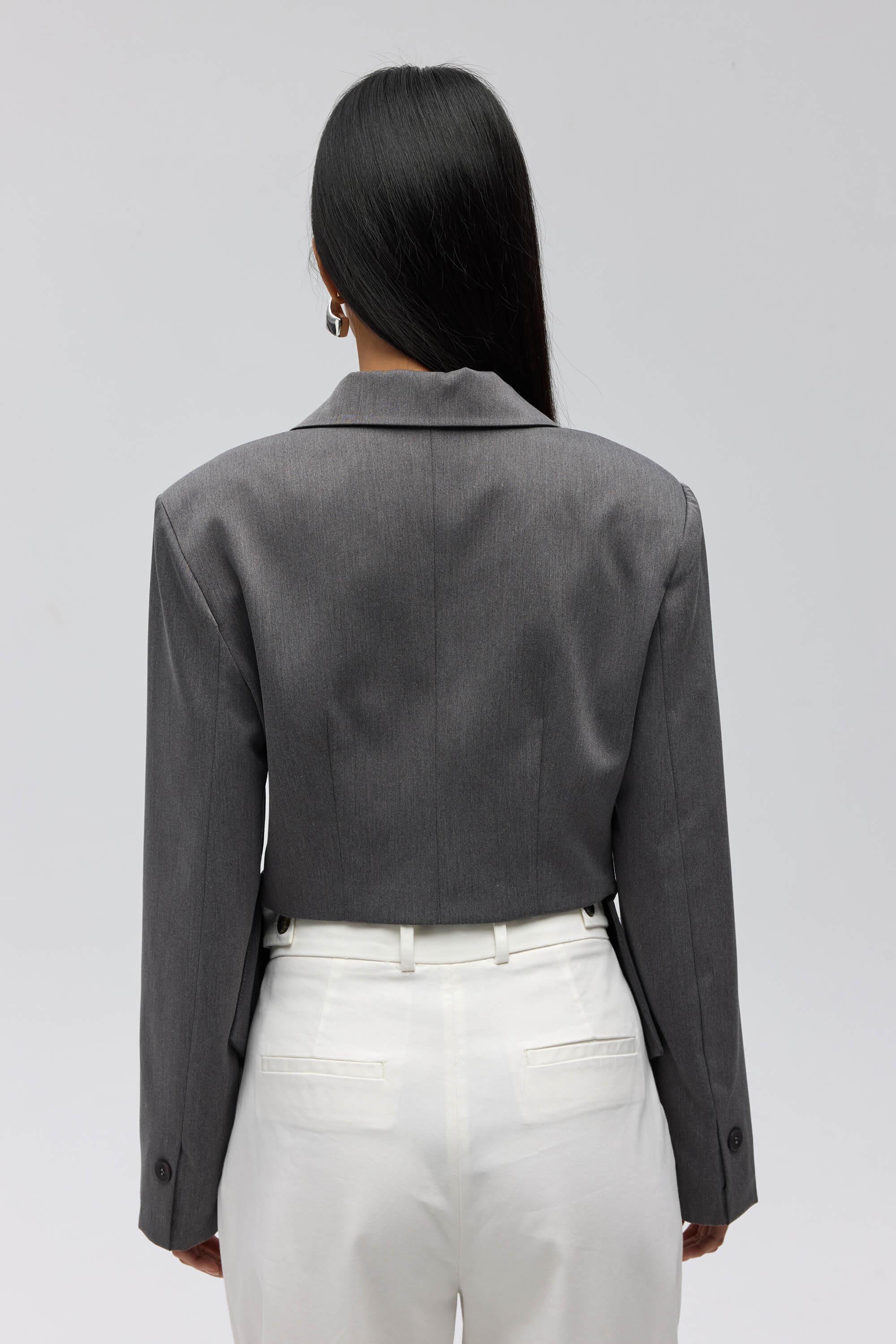 Triangle Detailed Blazer - Grey
