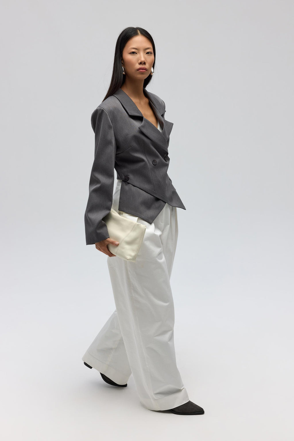 Triangle Detailed Blazer - Grey