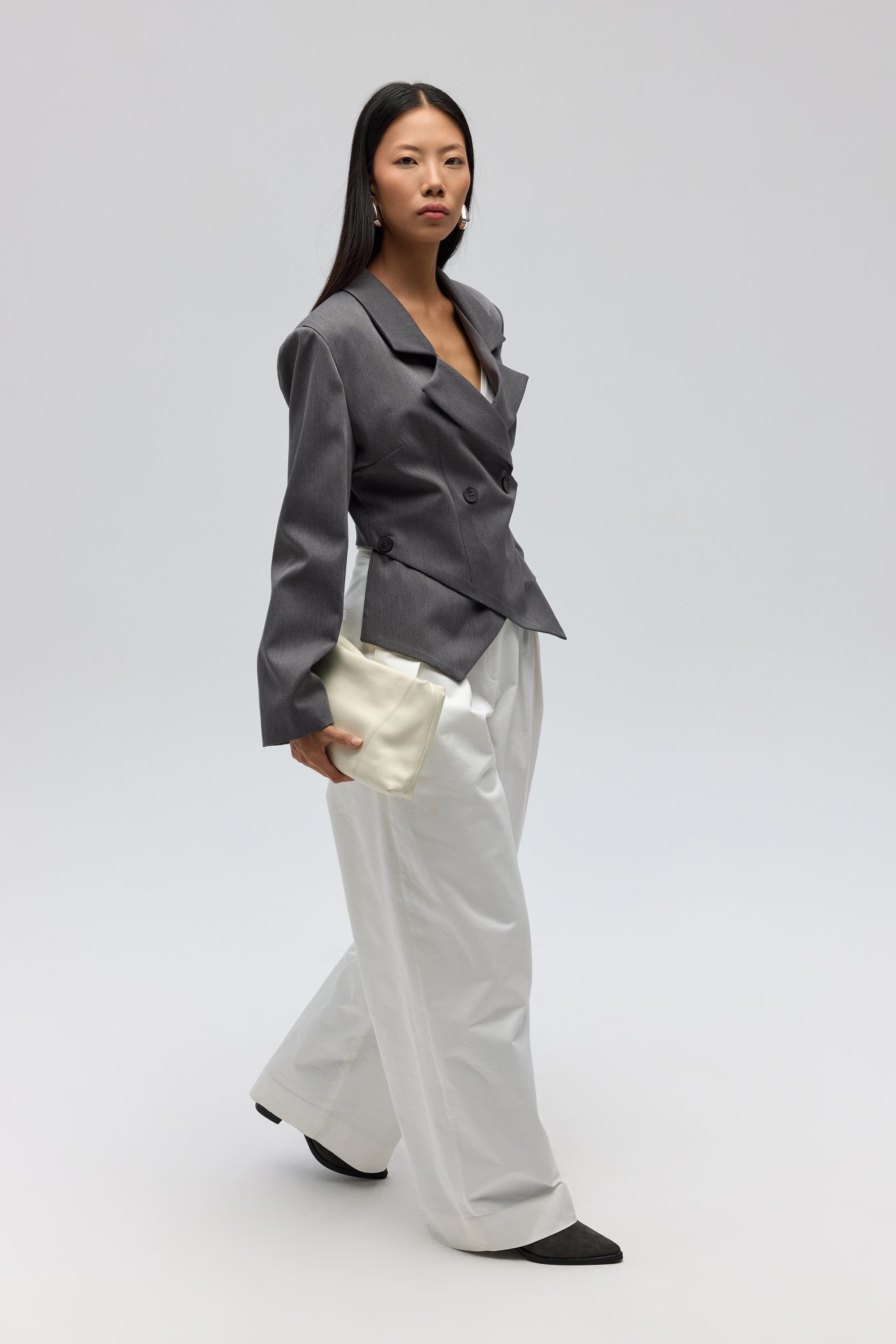 Triangle Detailed Blazer - Grey