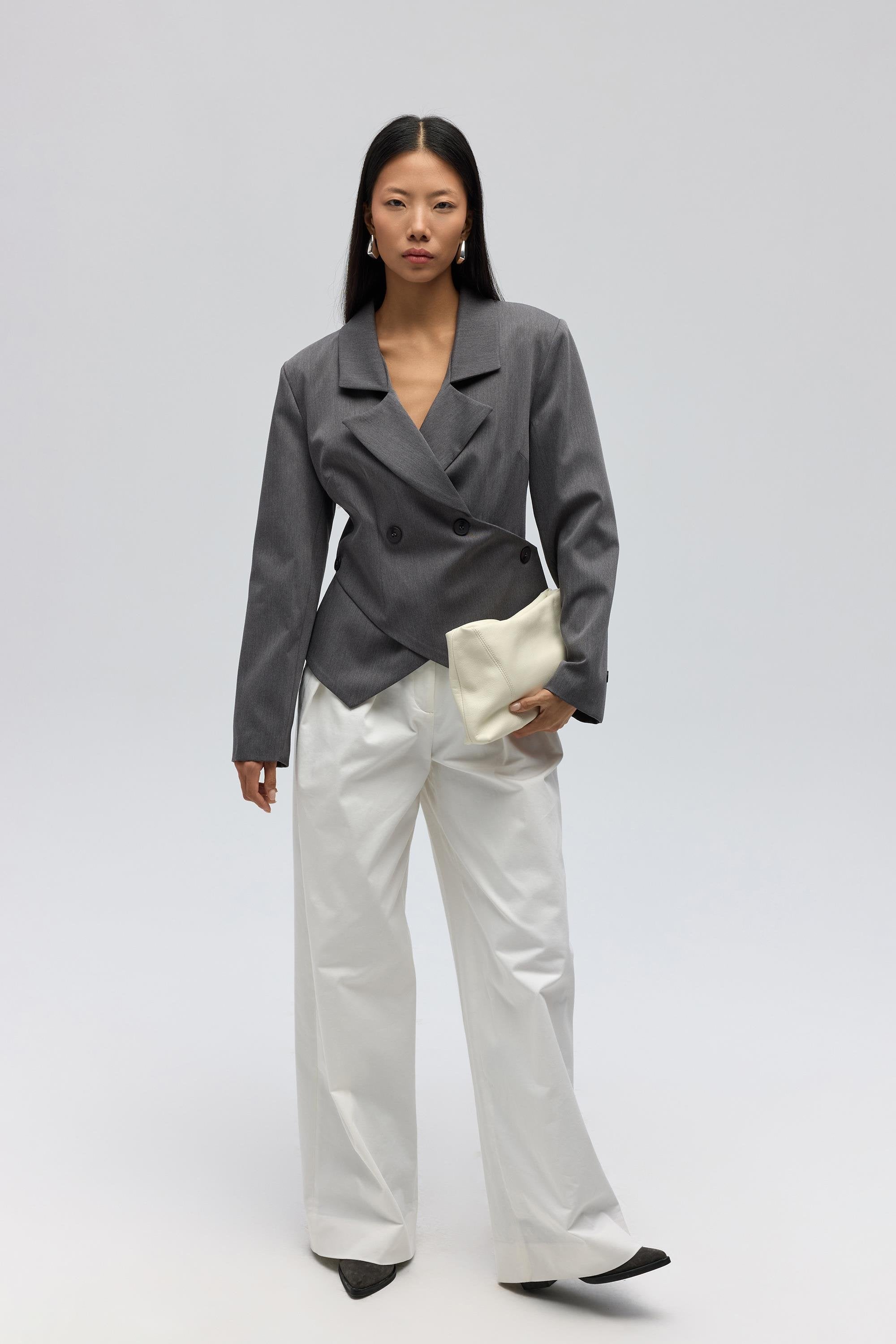 Triangle Detailed Blazer - Grey