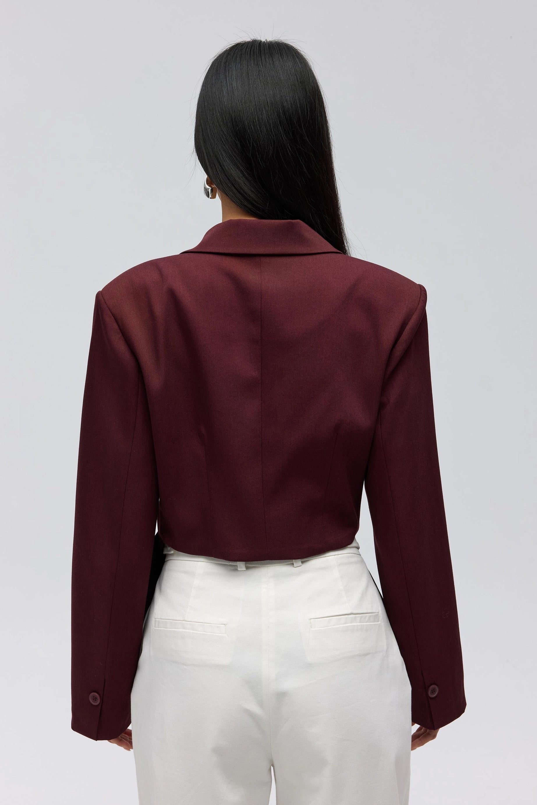Triangle Detailed Blazer - Burgundy