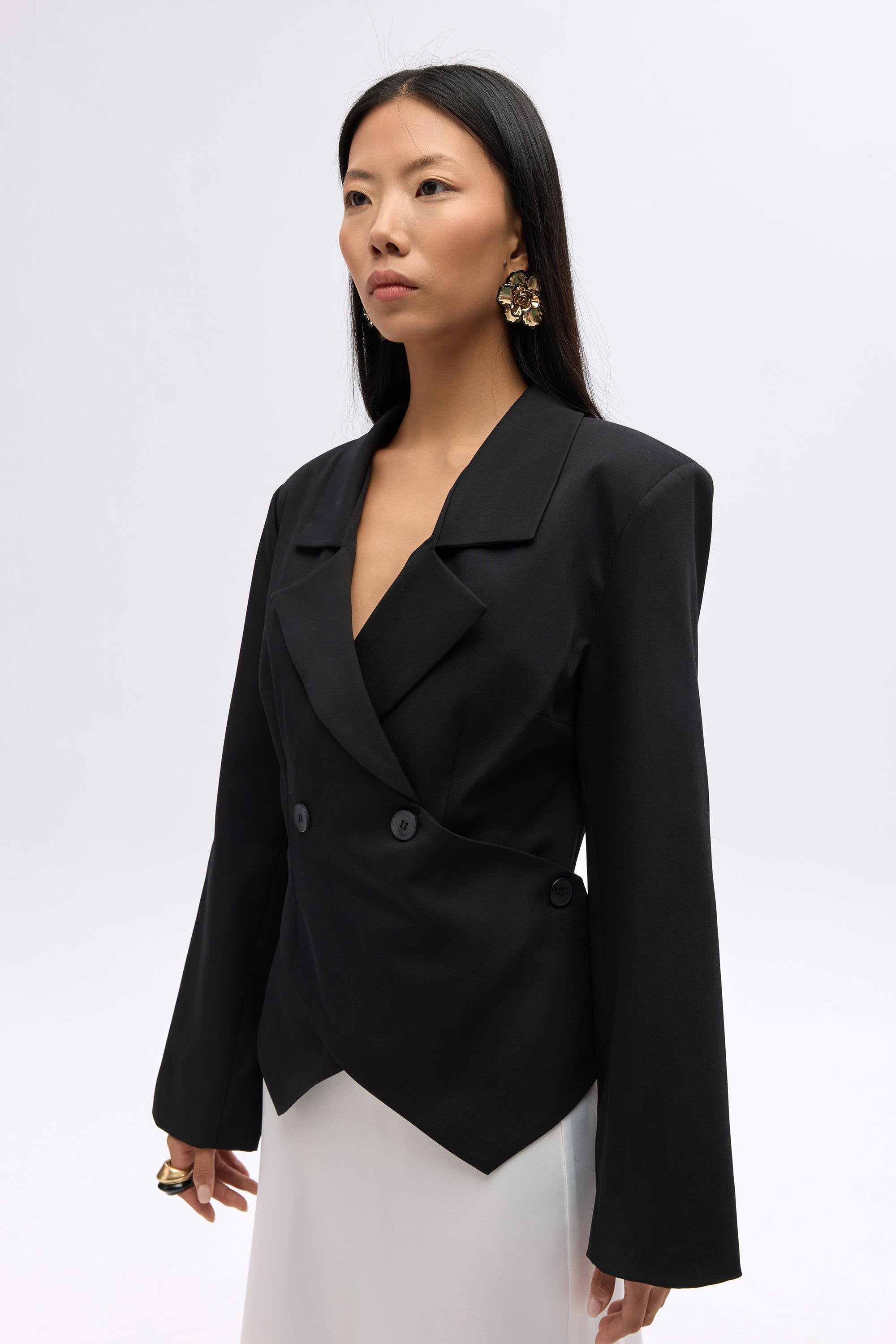 Triangle Detailed Blazer - Black