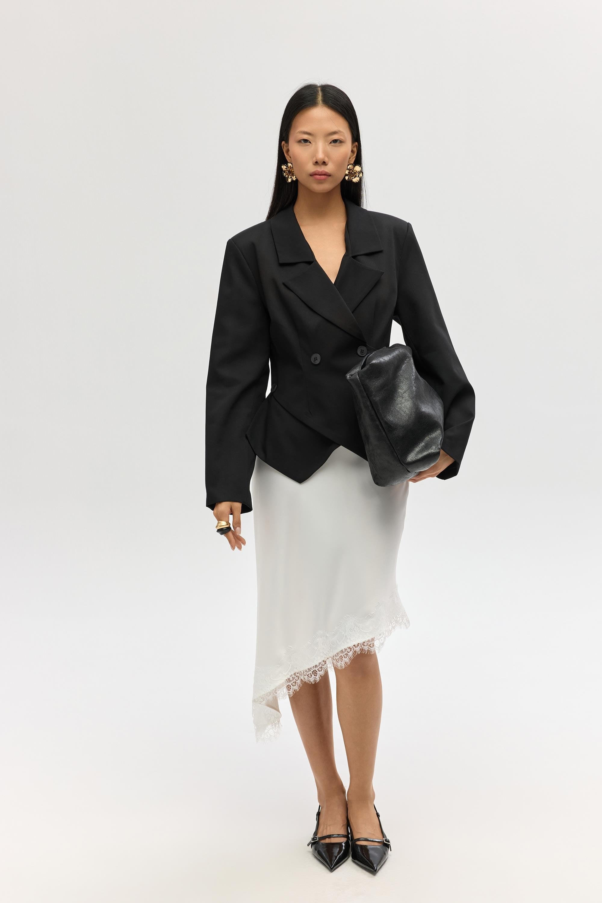 Triangle Detailed Blazer - Black