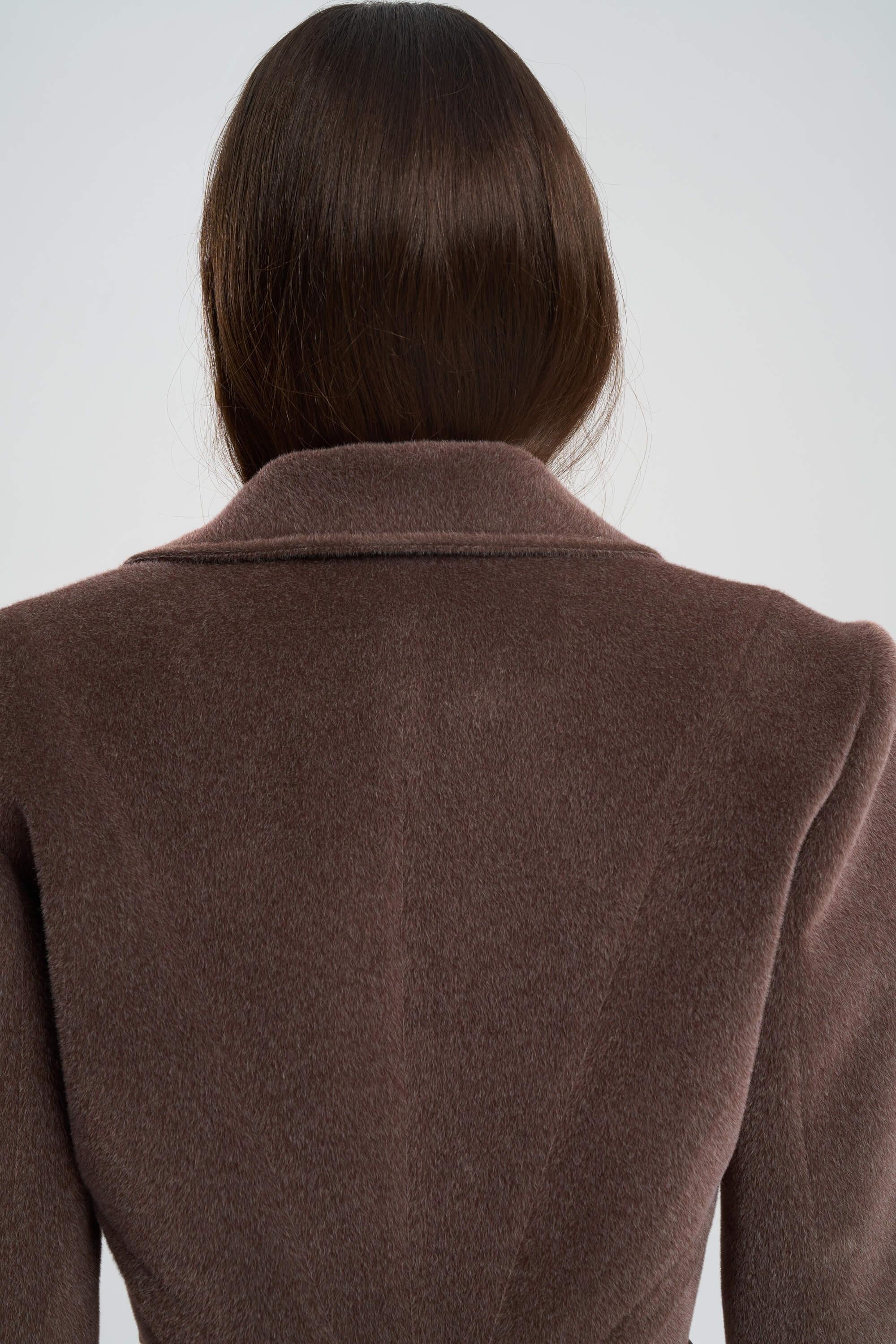 Textured Cropped Blazer - Brown